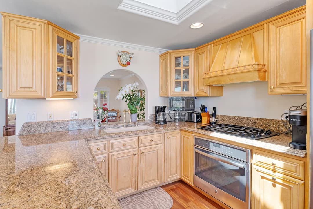 picture of a luxury kitchen in a luxury venetian capitola vacation rental home